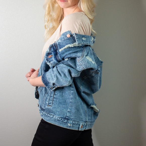 Distressed Denim Jean Jacket - Picture 7 of 10